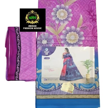 Print deep color comfortable cotton saree for women