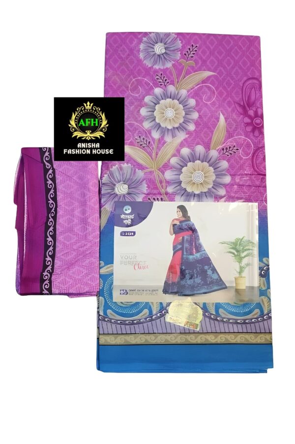 Print deep color comfortable cotton saree for women